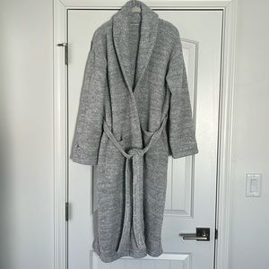 Barefoot Dreams CozyChic Heathered Adult Robe, Heathered Ocean/White